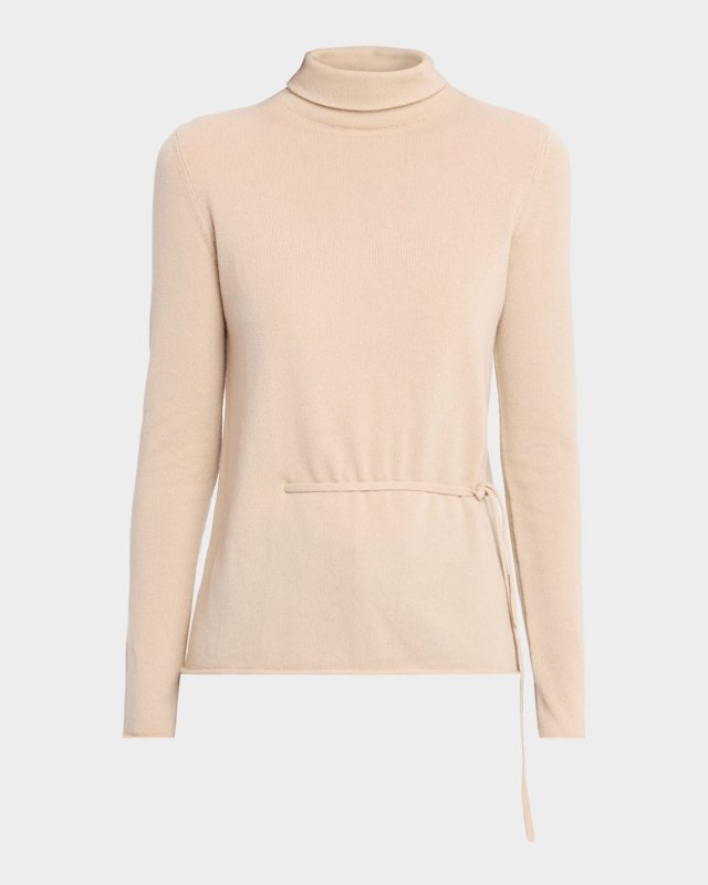 Cashmere Side-Tie Turtleneck